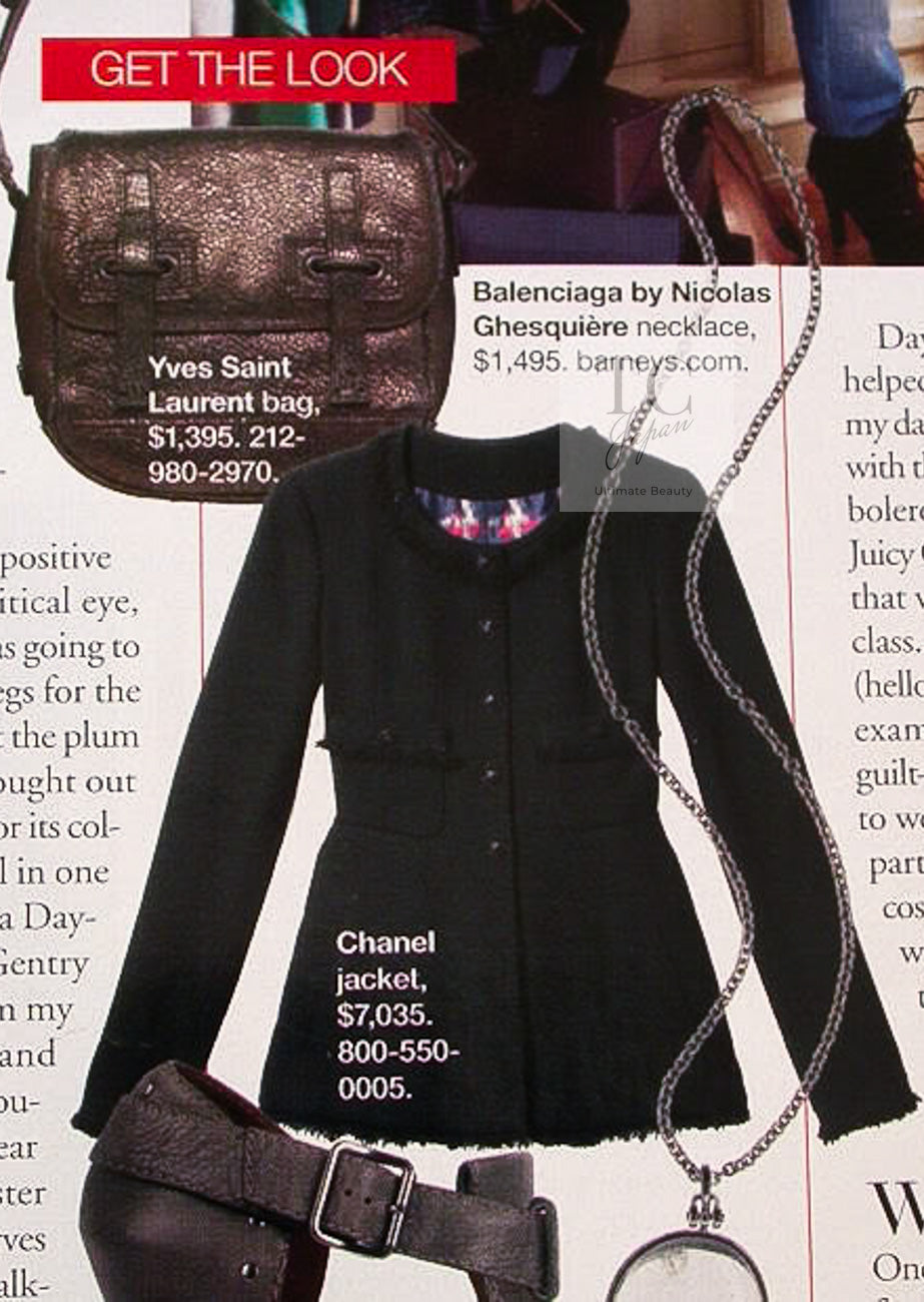 CHANEL 08A Black Fringe Wool Tweed Jacket Coat Dress 34 シャネル ブラック フリンジ ウール ツイード ジャケット コート ワンピース 即発