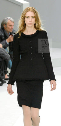 CHANEL 08A Black Fringe Wool Tweed Jacket Coat Dress 34 シャネル ブラック フリンジ ウール ツイード ジャケット コート ワンピース 即発