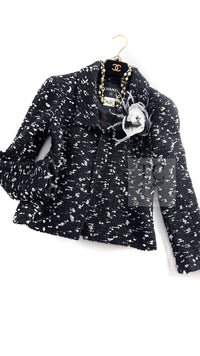 CHANEL 02A Black White Wool Tweed Jacket 42 シャネル ブラック ホワイト ウール ツイード ジャケット 即発