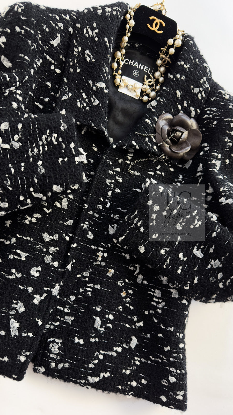 CHANEL 02A Black White Wool Tweed Jacket 42 シャネル ブラック ホワイト ウール ツイード ジャケット 即発