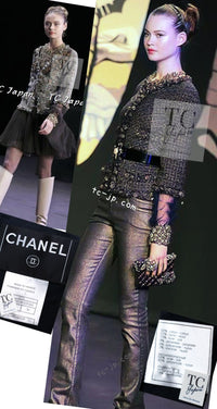 CHANEL 07PF Brown Navy Metallic Monte Carlo Tweed Jacket 36 シャネル モンテカルロ ブラウン ネイビー メタリック ツイード ジャケット 即発