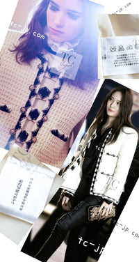 CHANEL 15PF Cream Black Wool Tweed Skirt 38 シャネル クリーム ブラック ウール ツイード スカート 即発