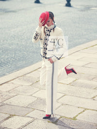 CHANEL 15PF Cream Wool Collarless Tweed Jacket 34 シャネル クリーム ウール ノーカラー ツイード ジャケット 即発 - TC JAPAN