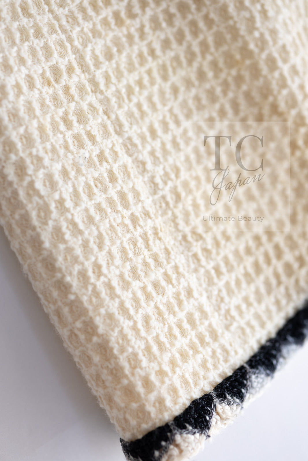 CHANEL 15PF Cream Black Wool Tweed Skirt 38 シャネル クリーム ブラック ウール ツイード スカート 即発