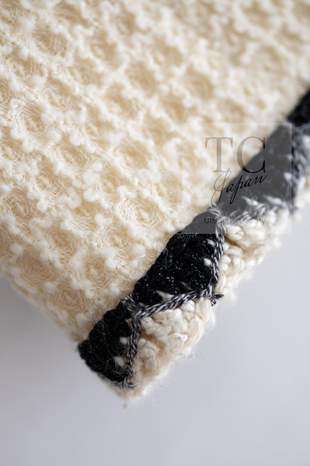 CHANEL 15PF Cream Black Wool Tweed Skirt 38 シャネル クリーム ブラック ウール ツイード スカート 即発