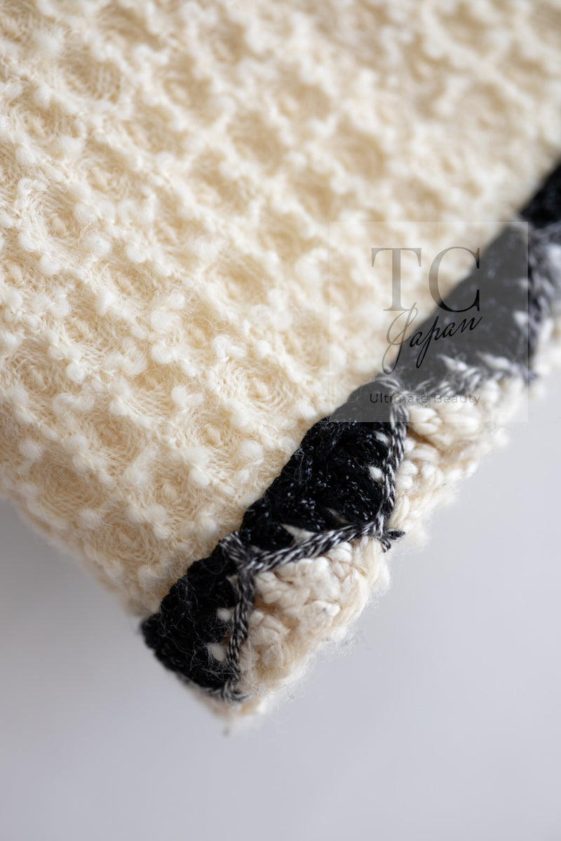 CHANEL 15PF Cream Black Wool Tweed Skirt 38 シャネル クリーム ブラック ウール ツイード スカート 即発
