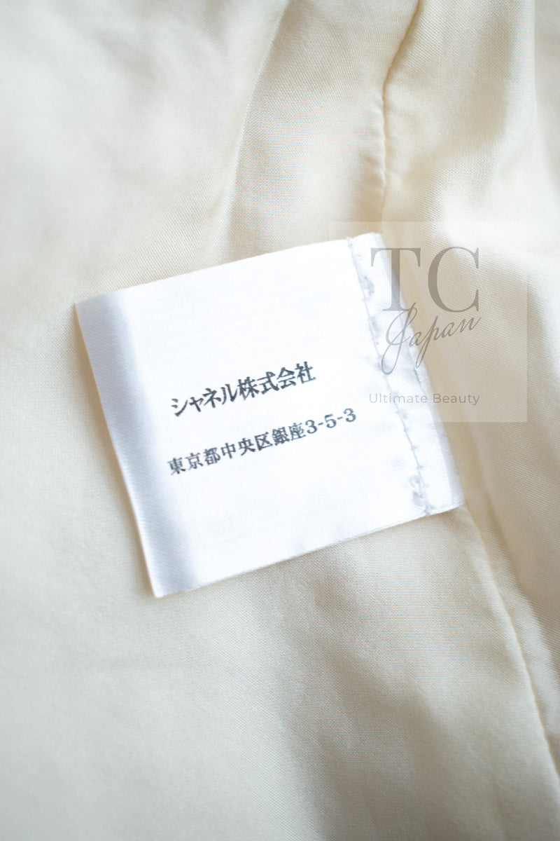 CHANEL 15PF Cream Black Wool Tweed Skirt 38 シャネル クリーム ブラック ウール ツイード スカート 即発