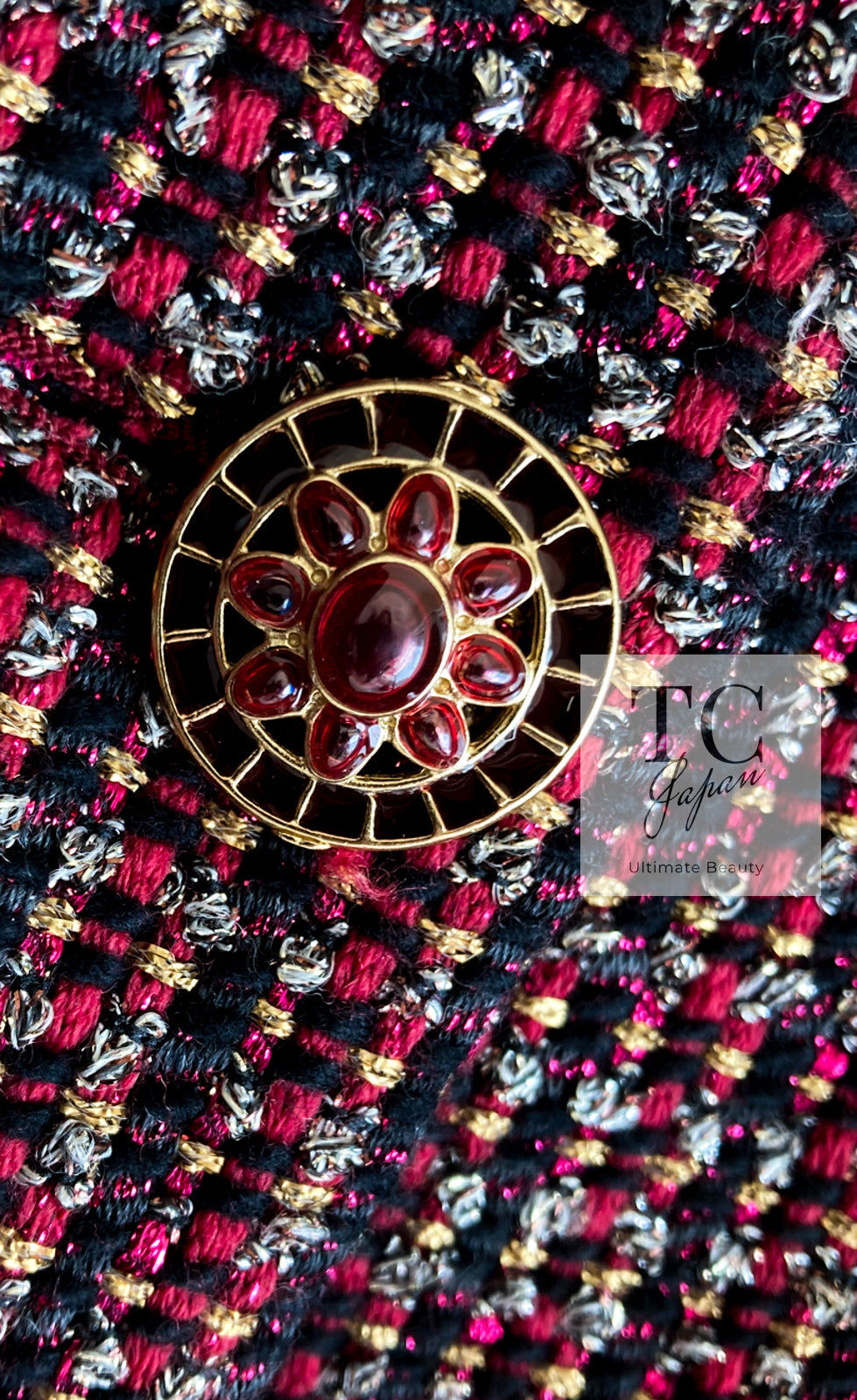 CHANEL 12PF Burgundy Wine Red Griopix Jacket 36 シャネル バーガンディー ワイン レッド グリポア宝石ボタン ジャケット 即発