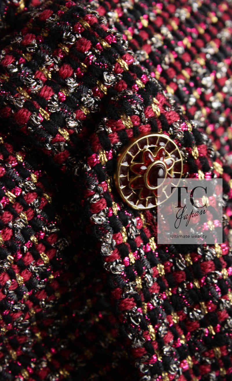 CHANEL 12PF Burgundy Wine Red Griopix Jacket 36 シャネル バーガンディー ワイン レッド グリポア宝石ボタン ジャケット 即発