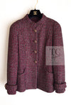 CHANEL 12PF Burgundy Wine Red Griopix Jacket 36 シャネル バーガンディー ワイン レッド グリポア宝石ボタン ジャケット 即発