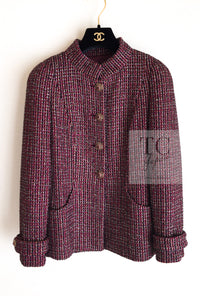 CHANEL 12PF Burgundy Wine Red Griopix Jacket 36 シャネル バーガンディー ワイン レッド グリポア宝石ボタン ジャケット 即発
