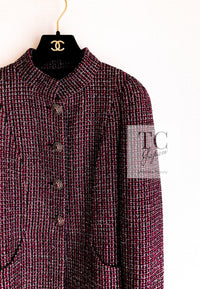 CHANEL 12PF Burgundy Wine Red Griopix Jacket 36 シャネル バーガンディー ワイン レッド グリポア宝石ボタン ジャケット 即発