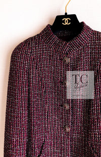 CHANEL 12PF Burgundy Wine Red Griopix Jacket 36 シャネル バーガンディー ワイン レッド グリポア宝石ボタン ジャケット 即発