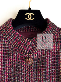 CHANEL 12PF Burgundy Wine Red Griopix Jacket 36 シャネル バーガンディー ワイン レッド グリポア宝石ボタン ジャケット 即発