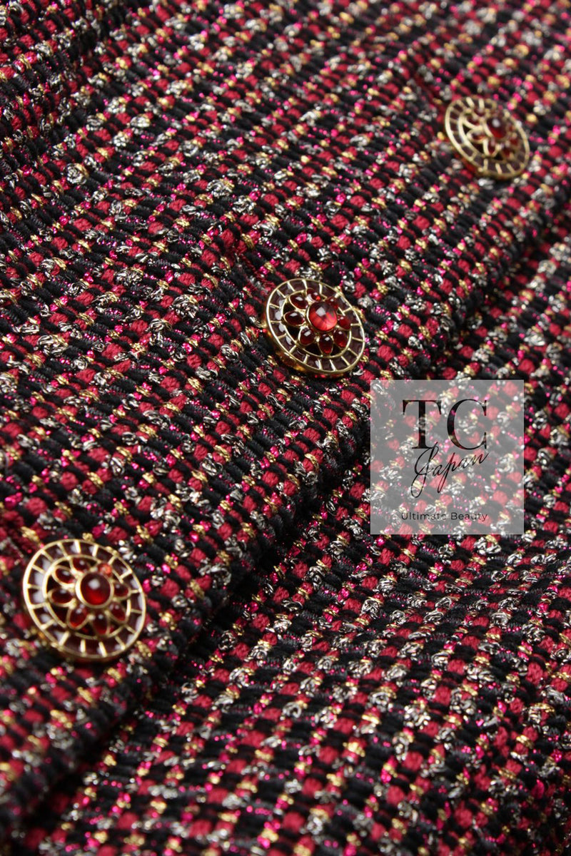 CHANEL 12PF Burgundy Wine Red Griopix Jacket 36 シャネル バーガンディー ワイン レッド グリポア宝石ボタン ジャケット 即発
