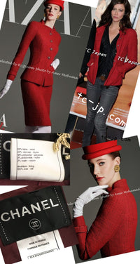 CHANEL 12PF Burgundy Wine Red Griopix Jacket 36 シャネル バーガンディー ワイン レッド グリポア宝石ボタン ジャケット 即発