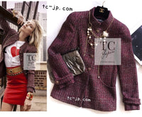 CHANEL 12PF Burgundy Wine Red Griopix Jacket 36 シャネル バーガンディー ワイン レッド グリポア宝石ボタン ジャケット 即発