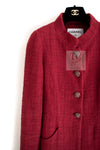 CHANEL 12PF Red Griopix Buttons Cotton Jacket 36 シャネル レッド グリポア 宝石 ボタン コットン ジャケット 即発