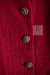 CHANEL 12PF Red Griopix Buttons Cotton Jacket 36 シャネル レッド グリポア 宝石 ボタン コットン ジャケット 即発