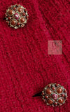 CHANEL 12PF Red Griopix Buttons Cotton Jacket 36 シャネル レッド グリポア 宝石 ボタン コットン ジャケット 即発