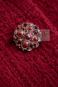 CHANEL 12PF Red Griopix Buttons Cotton Jacket 36 シャネル レッド グリポア 宝石 ボタン コットン ジャケット 即発