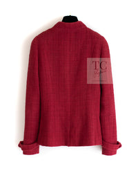 CHANEL 12PF Red Griopix Buttons Cotton Jacket 36 シャネル レッド グリポア 宝石 ボタン コットン ジャケット 即発