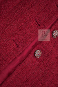 CHANEL 12PF Red Griopix Buttons Cotton Jacket 36 シャネル レッド グリポア 宝石 ボタン コットン ジャケット 即発