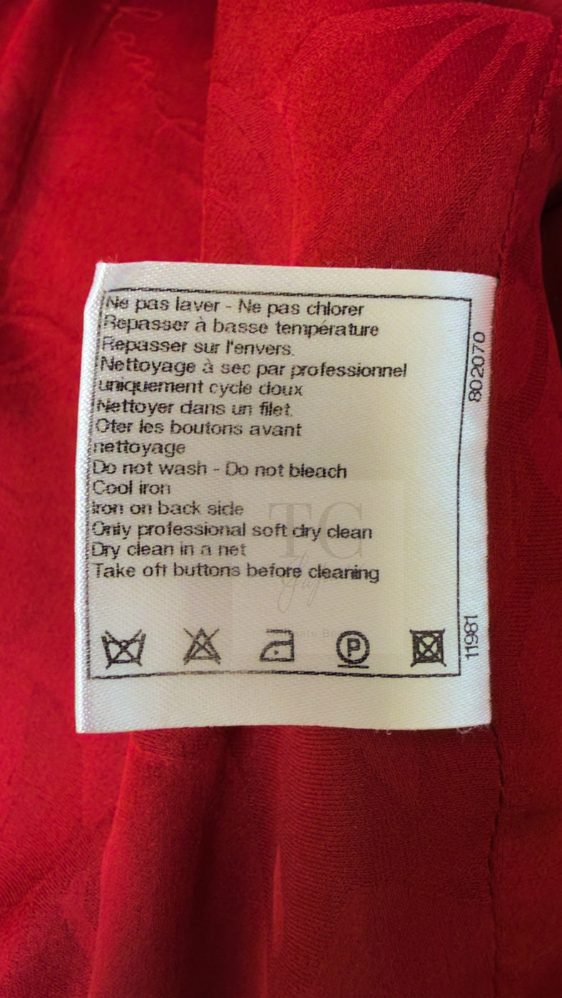CHANEL 12PF Red Griopix Buttons Cotton Jacket 36 シャネル レッド グリポア 宝石 ボタン コットン ジャケット 即発