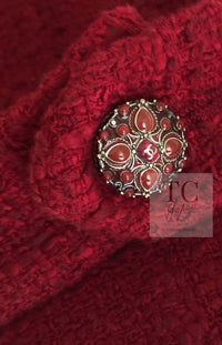 CHANEL 12PF Red Griopix Buttons Cotton Jacket 36 シャネル レッド グリポア 宝石 ボタン コットン ジャケット 即発