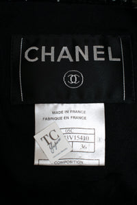 CHANEL 05C Black Creme Fringe Trimmed Tweed Jacket 36 38 シャネル ブラック クリーム フリンジトリミング ツイード ジャケット 即発 - TC JAPAN