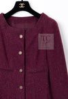 CHANEL 01A Vintage Bordeaux Wine Raspberry Red Cashmere Tweed Dress Coat 34 シャネル ヴィンテージ ボルドーワイン ラズベリー レッド カシミヤ ツイード ワンピース コート 即発