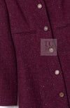 CHANEL 01A Vintage Bordeaux Wine Raspberry Red Cashmere Tweed Dress Coat 34 シャネル ヴィンテージ ボルドーワイン ラズベリー レッド カシミヤ ツイード ワンピース コート 即発