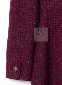 CHANEL 01A Vintage Bordeaux Wine Raspberry Red Cashmere Tweed Dress Coat 34 シャネル ヴィンテージ ボルドーワイン ラズベリー レッド カシミヤ ツイード ワンピース コート 即発