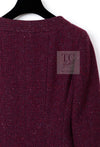 CHANEL 01A Vintage Bordeaux Wine Raspberry Red Cashmere Tweed Dress Coat 34 シャネル ヴィンテージ ボルドーワイン ラズベリー レッド カシミヤ ツイード ワンピース コート 即発