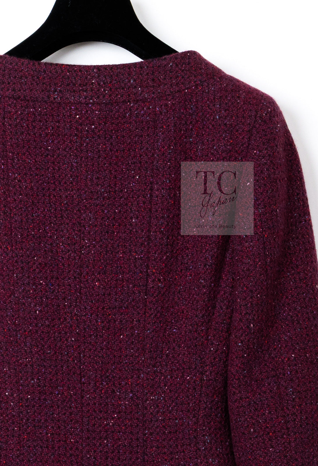 CHANEL 01A Vintage Bordeaux Wine Raspberry Red Cashmere Tweed Dress Coat 34 シャネル ヴィンテージ ボルドーワイン ラズベリー レッド カシミヤ ツイード ワンピース コート 即発