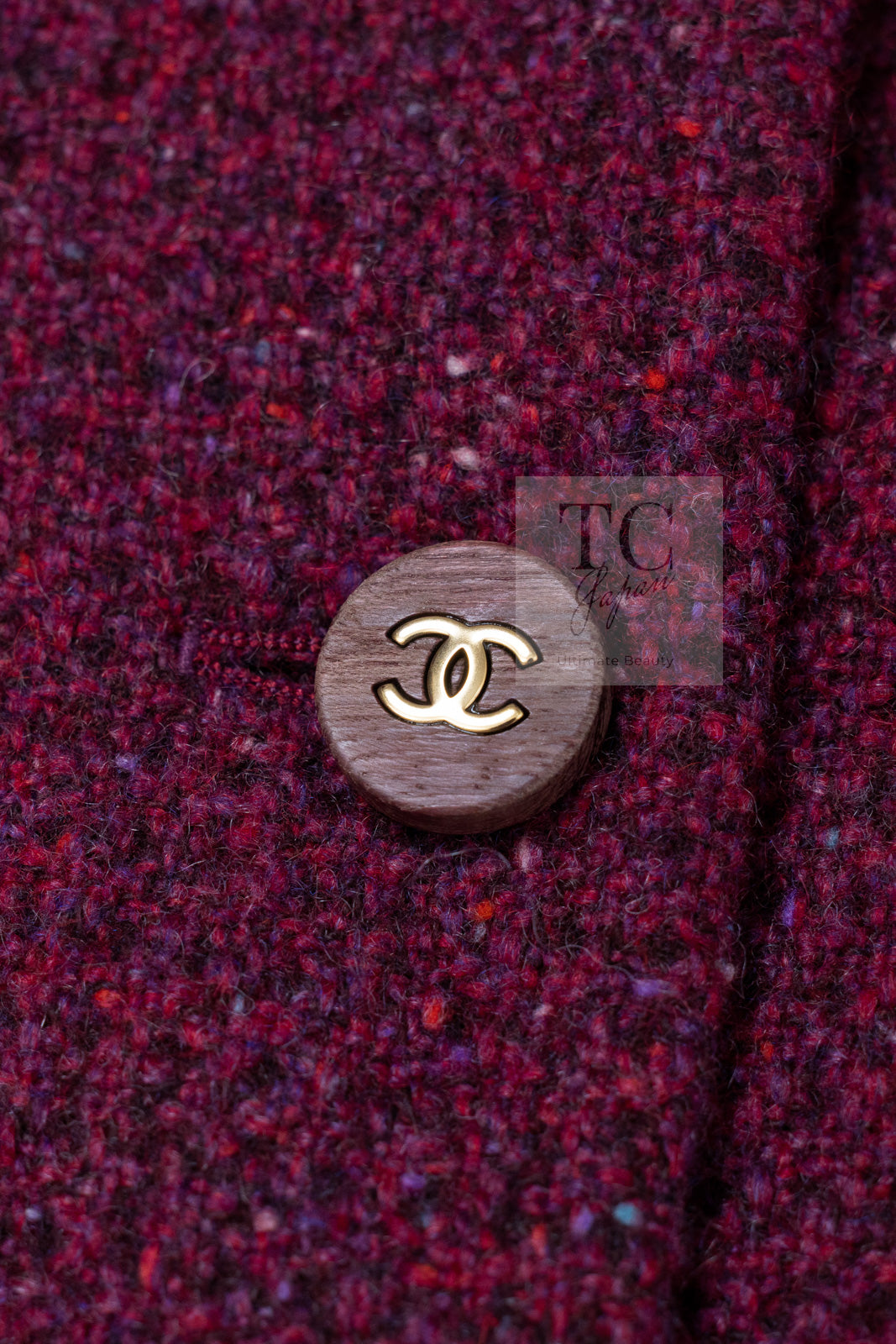 CHANEL 01A Vintage Bordeaux Wine Raspberry Red Cashmere Tweed Dress Coat 34 シャネル ヴィンテージ ボルドーワイン ラズベリー レッド カシミヤ ツイード ワンピース コート 即発
