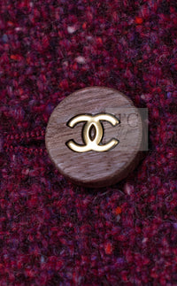 CHANEL 01A Vintage Bordeaux Wine Raspberry Red Cashmere Tweed Dress Coat 34 シャネル ヴィンテージ ボルドーワイン ラズベリー レッド カシミヤ ツイード ワンピース コート 即発