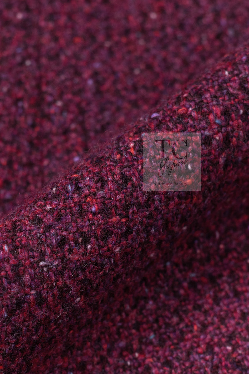 CHANEL 01A Vintage Bordeaux Wine Raspberry Red Cashmere Tweed Dress Coat 34 シャネル ヴィンテージ ボルドーワイン ラズベリー レッド カシミヤ ツイード ワンピース コート 即発
