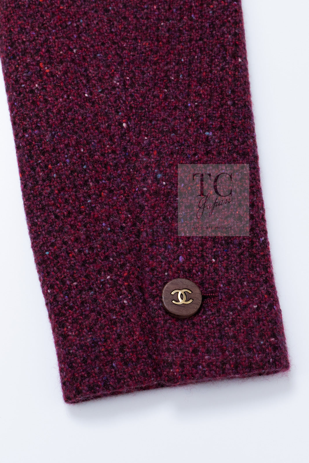CHANEL 01A Vintage Bordeaux Wine Raspberry Red Cashmere Tweed Dress Coat 34 シャネル ヴィンテージ ボルドーワイン ラズベリー レッド カシミヤ ツイード ワンピース コート 即発