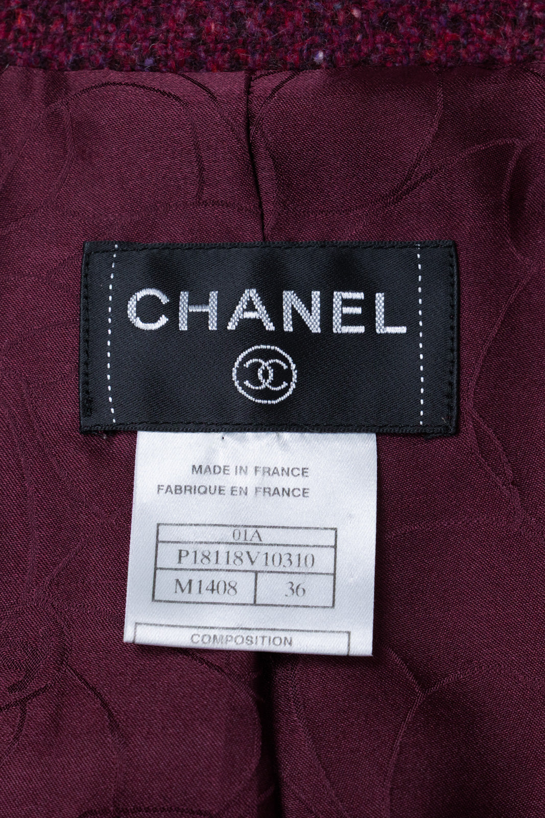 CHANEL 01A Vintage Bordeaux Wine Raspberry Red Cashmere Tweed Dress Coat 34 シャネル ヴィンテージ ボルドーワイン ラズベリー レッド カシミヤ ツイード ワンピース コート 即発