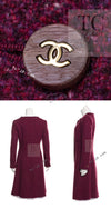 CHANEL 01A Vintage Bordeaux Wine Raspberry Red Cashmere Tweed Dress Coat 34 シャネル ヴィンテージ ボルドーワイン ラズベリー レッド カシミヤ ツイード ワンピース コート 即発