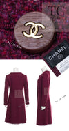 CHANEL 01A Vintage Bordeaux Wine Raspberry Red Cashmere Tweed Dress Coat 34 シャネル ヴィンテージ ボルドーワイン ラズベリー レッド カシミヤ ツイード ワンピース コート 即発