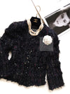CHANEL 06C Black Purple Multi Color Ribbon Lesage Tweed Jacket 34 シャネル ブラック パープル マルチカラー ルサージュ ツイード ジャケット 即発