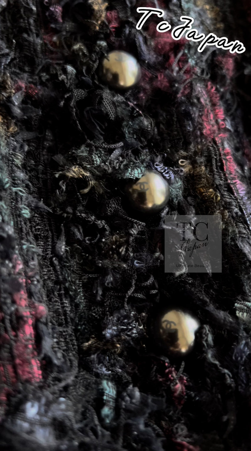 CHANEL 06C Black Purple Multi Color Ribbon Lesage Tweed Jacket 34 シャネル ブラック パープル マルチカラー ルサージュ ツイード ジャケット 即発