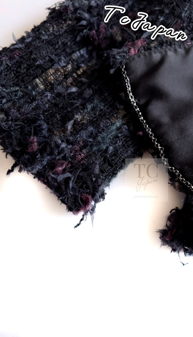 CHANEL 06C Black Purple Multi Color Ribbon Lesage Tweed Jacket 34 シャネル ブラック パープル マルチカラー ルサージュ ツイード ジャケット 即発