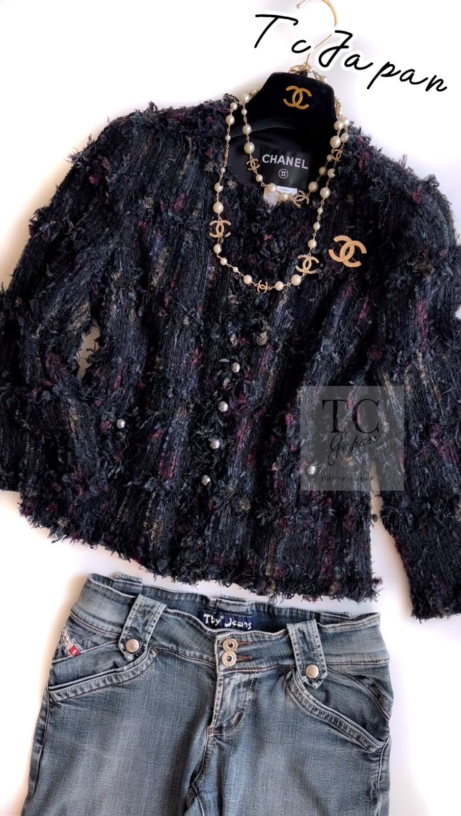 CHANEL 06C Black Purple Multi Color Ribbon Lesage Tweed Jacket 34 シャネル ブラック パープル マルチカラー ルサージュ ツイード ジャケット 即発