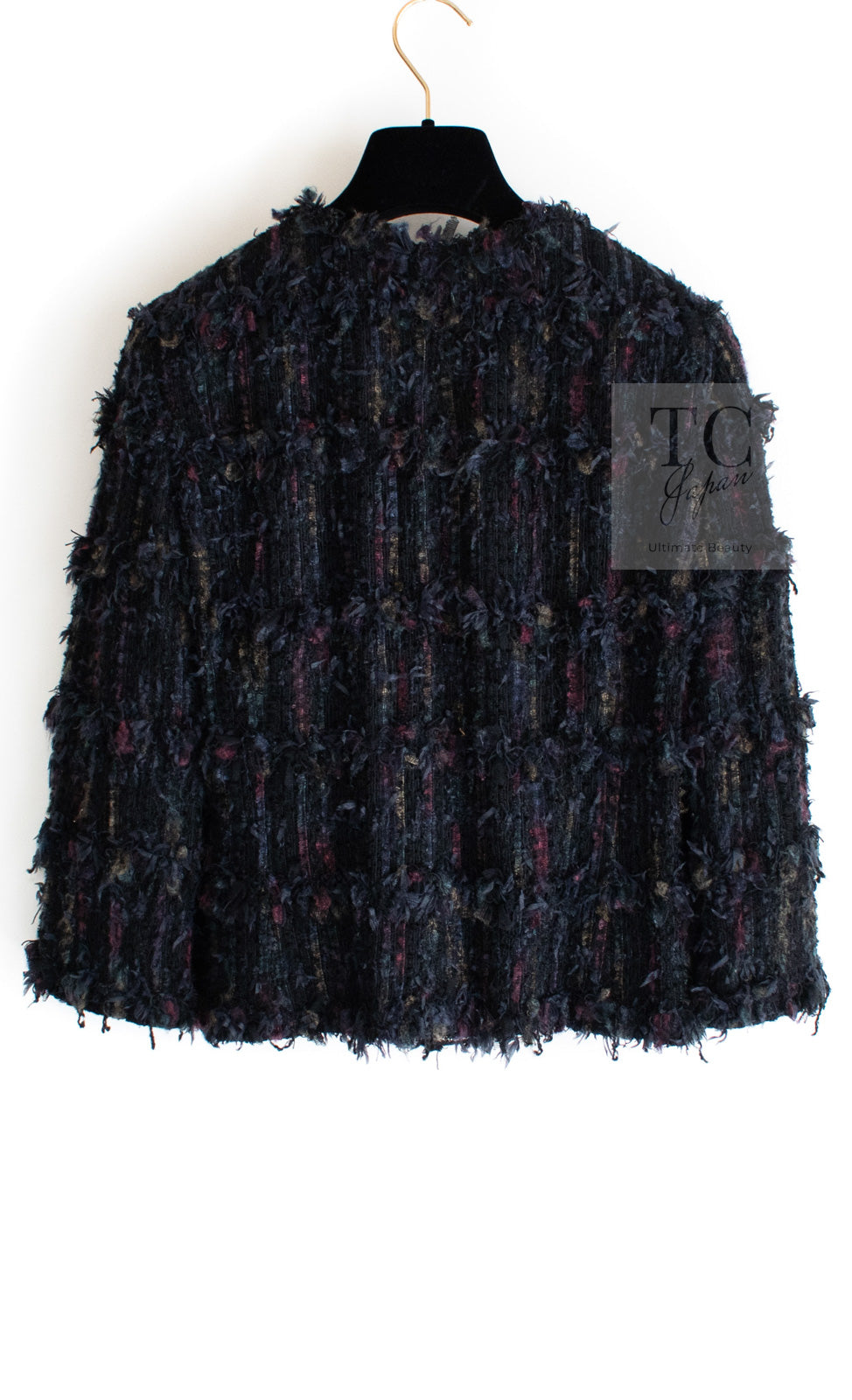 CHANEL 06C Black Purple Multi Color Ribbon Lesage Tweed Jacket 34 シャネル ブラック パープル マルチカラー ルサージュ ツイード ジャケット 即発