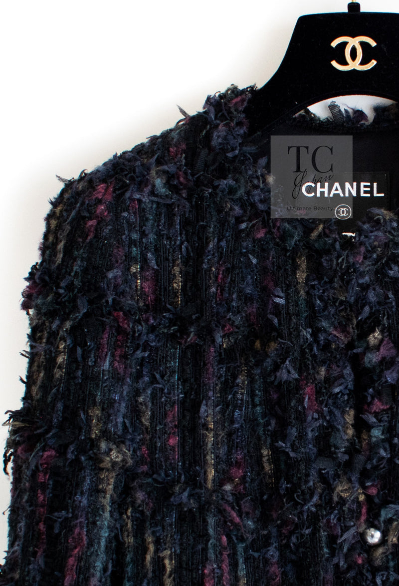 CHANEL 06C Black Purple Multi Color Ribbon Lesage Tweed Jacket 34 シャネル ブラック パープル マルチカラー ルサージュ ツイード ジャケット 即発