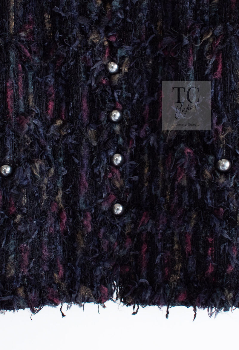 CHANEL 06C Black Purple Multi Color Ribbon Lesage Tweed Jacket 34 シャネル ブラック パープル マルチカラー ルサージュ ツイード ジャケット 即発