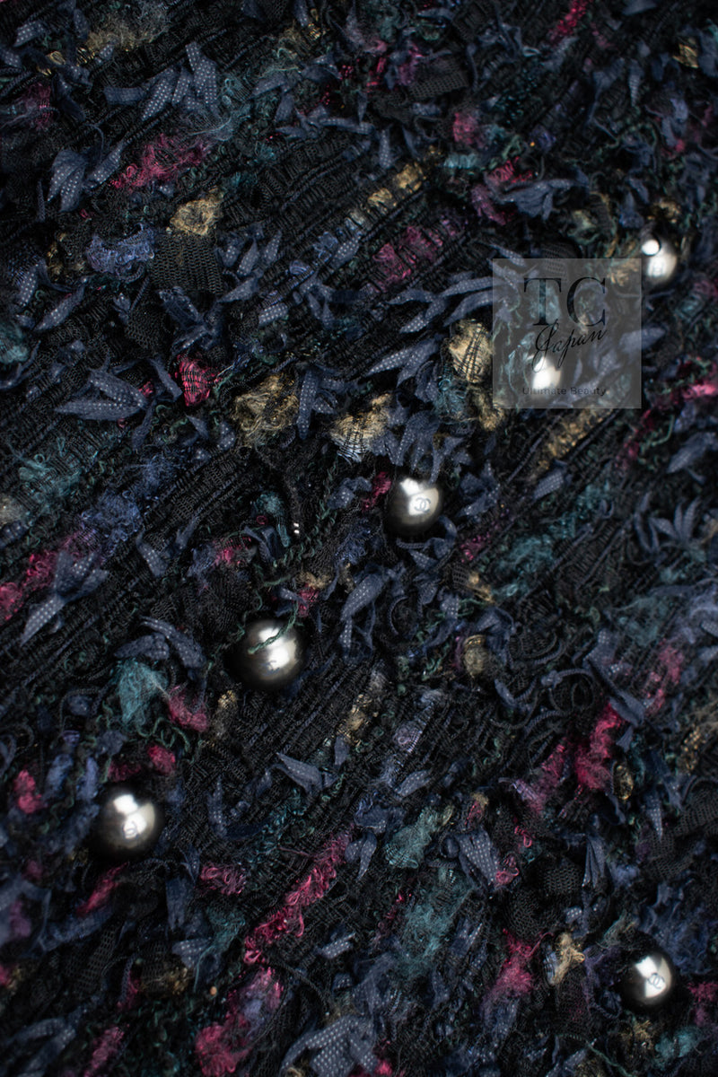 CHANEL 06C Black Purple Multi Color Ribbon Lesage Tweed Jacket 34 シャネル ブラック パープル マルチカラー ルサージュ ツイード ジャケット 即発